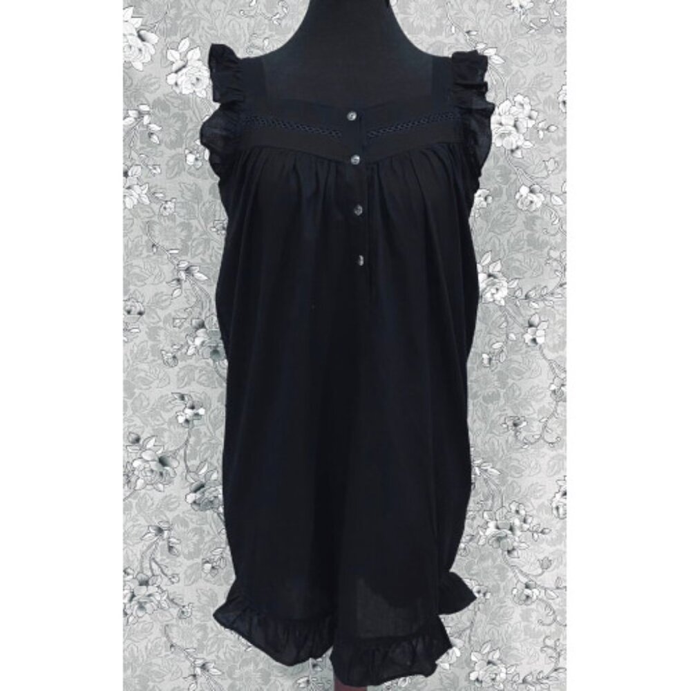 Victorian 100% Cotton Vintage Nightgown Sleeveless Ruffle Trim SoieRose SR1174
